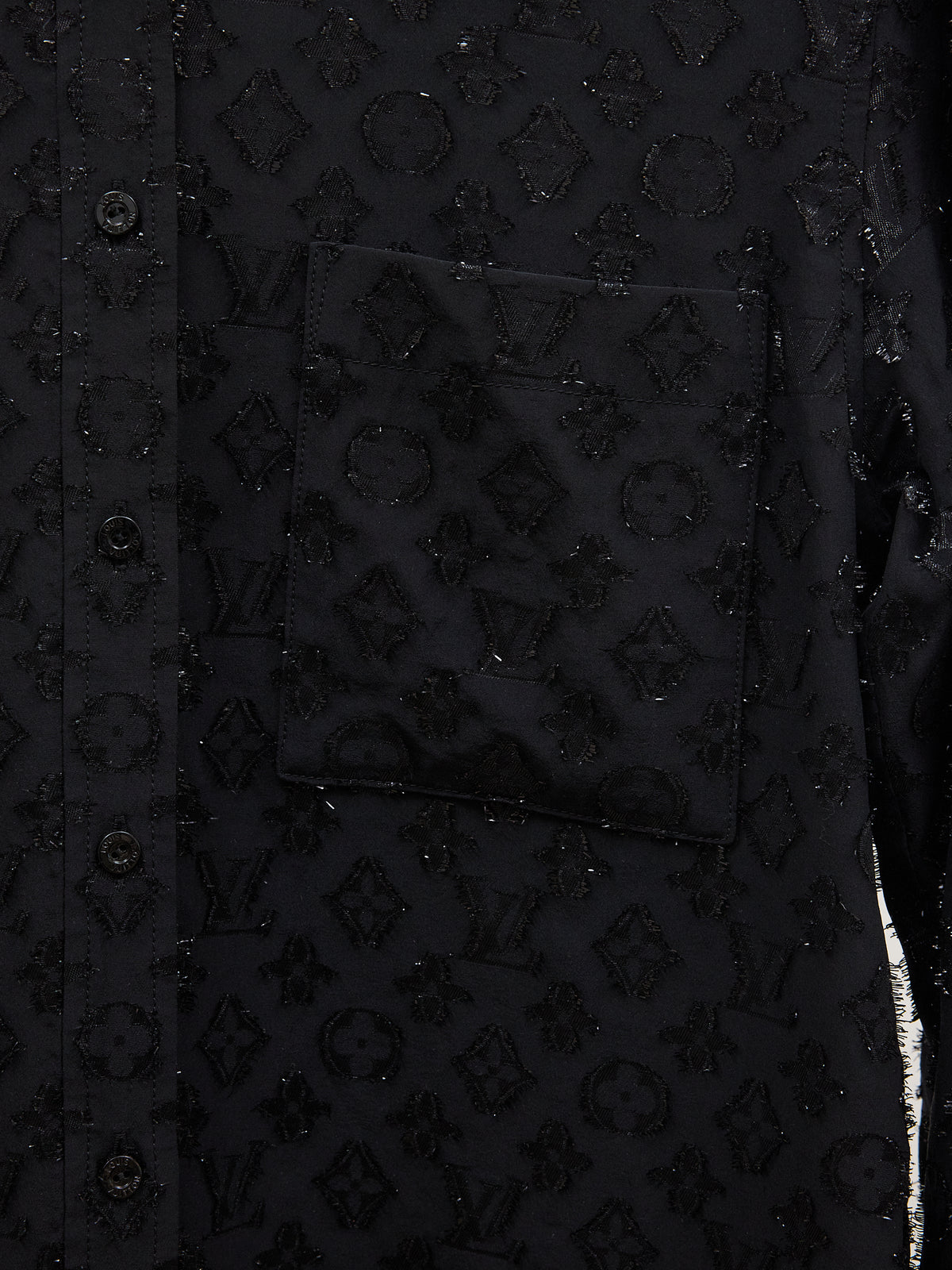 Louis Vuitton Silk Monogram Lurex Jacquard LS Shirt in Black