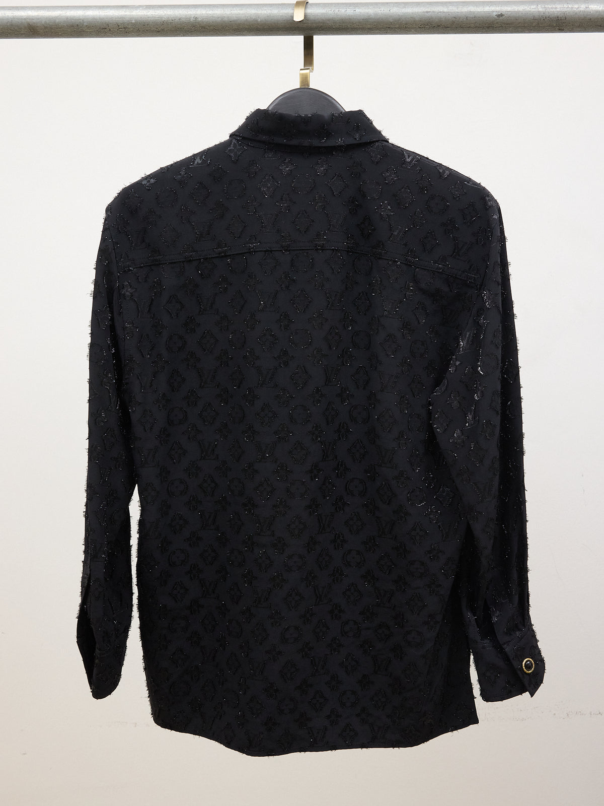 Louis Vuitton Silk Monogram Lurex Jacquard LS Shirt in Black