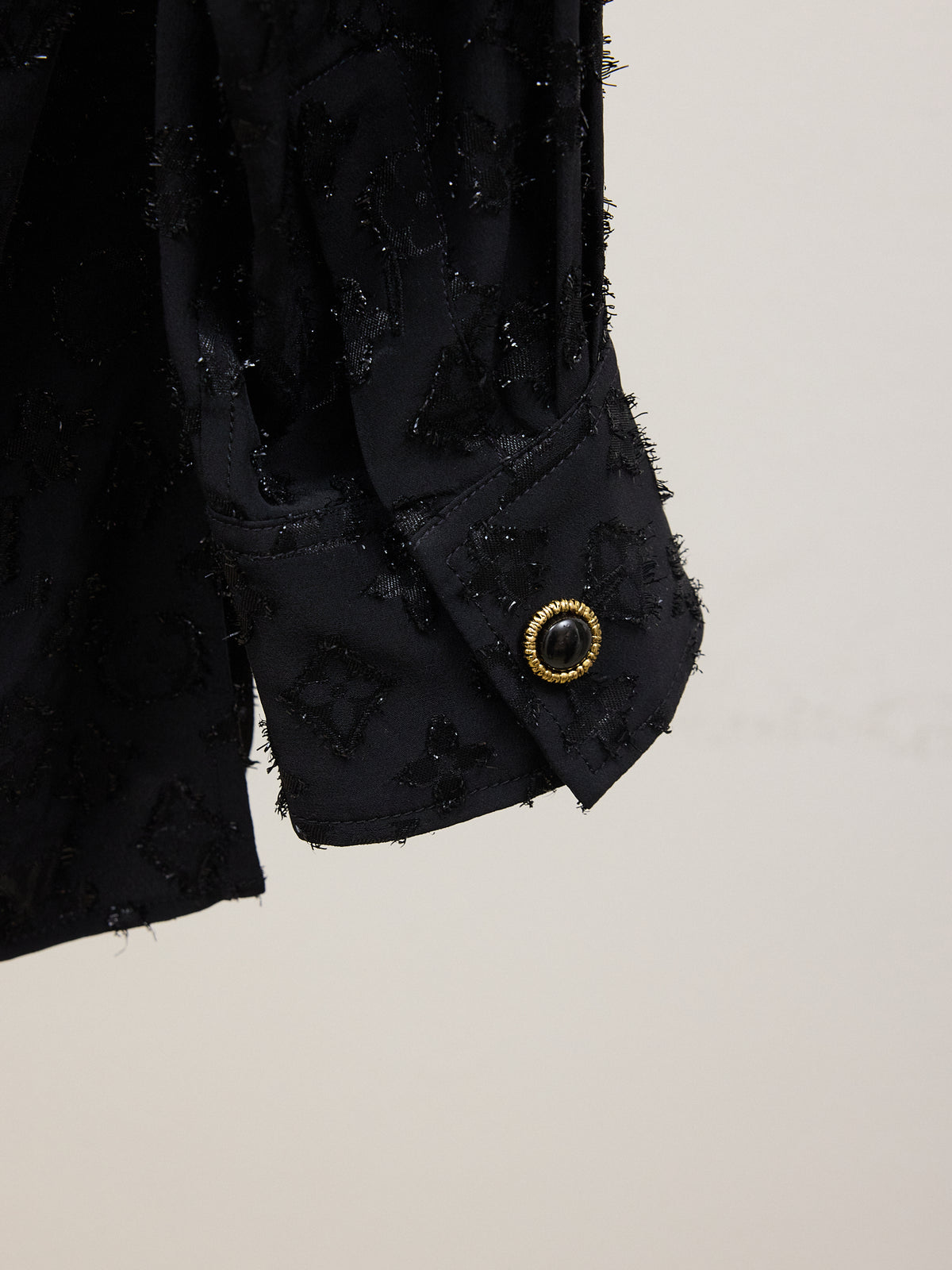 Louis Vuitton Silk Monogram Lurex Jacquard LS Shirt in Black