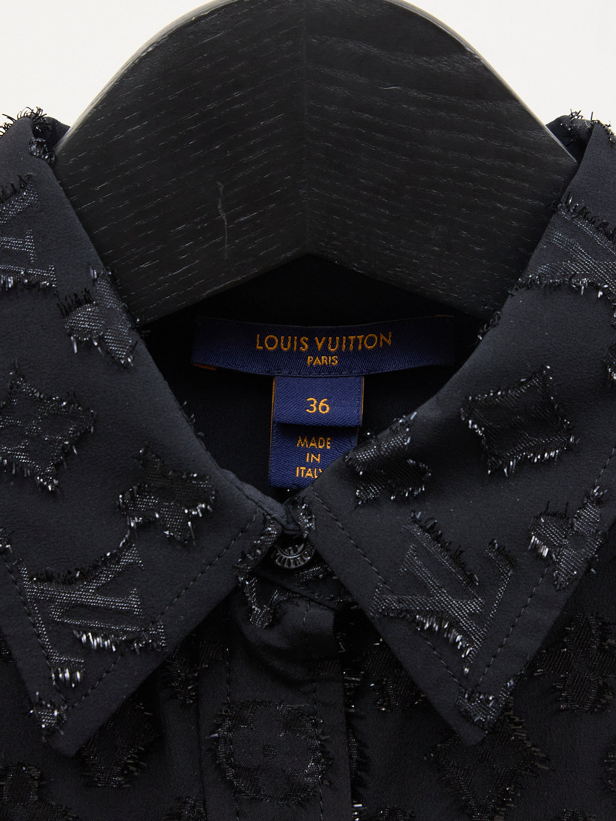 Louis Vuitton Silk Monogram Lurex Jacquard LS Shirt in Black