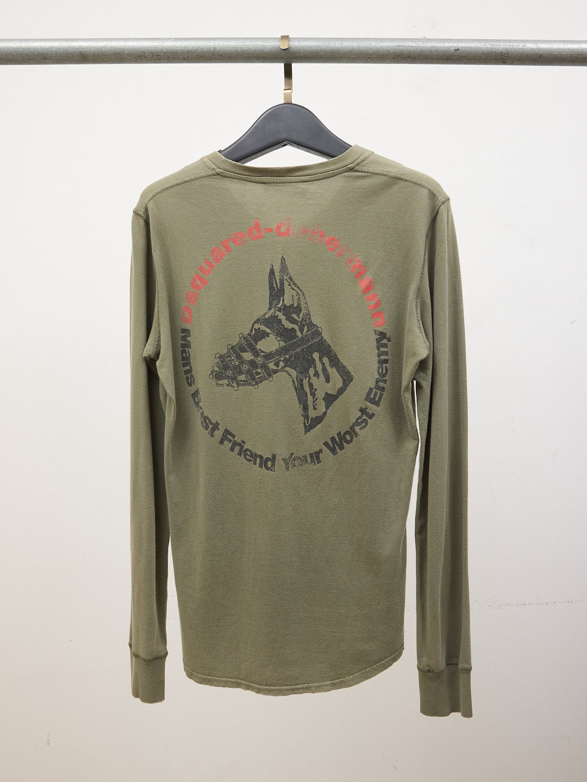 Dsquared2 Long-sleeve V-neck T-shirt in Army Green