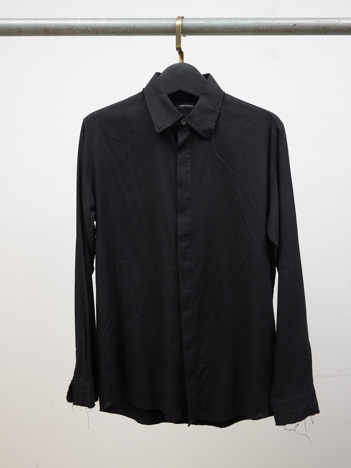 Christian Dada Plain Black Long-Sleeve Button-Up Shirt