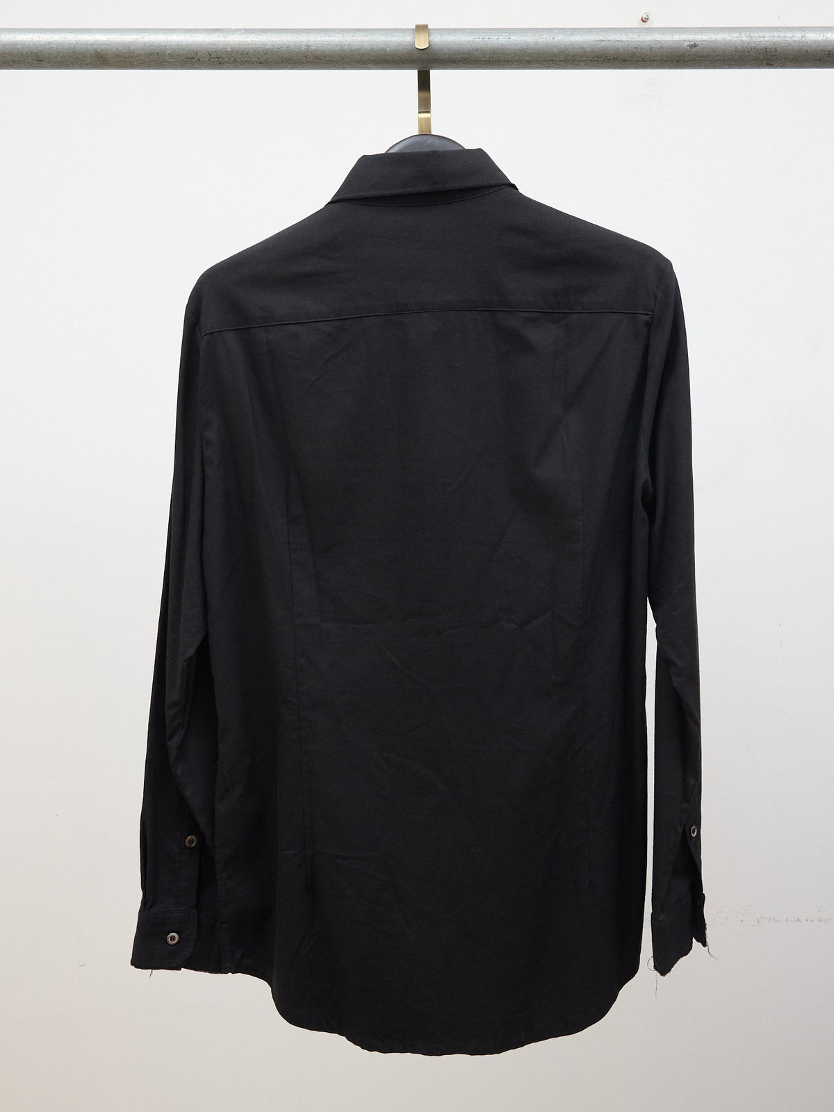 Christian Dada Plain Black Long-Sleeve Button-Up Shirt