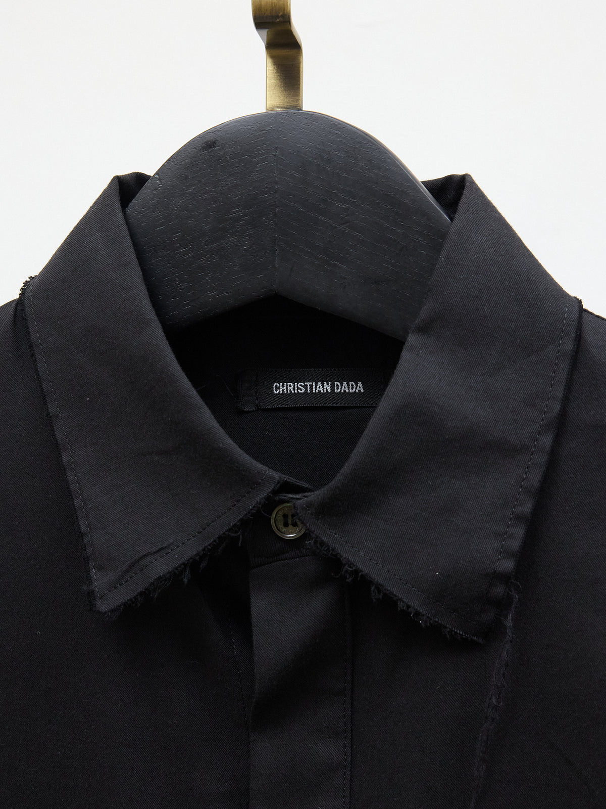 Christian Dada Plain Black Long-Sleeve Button-Up Shirt
