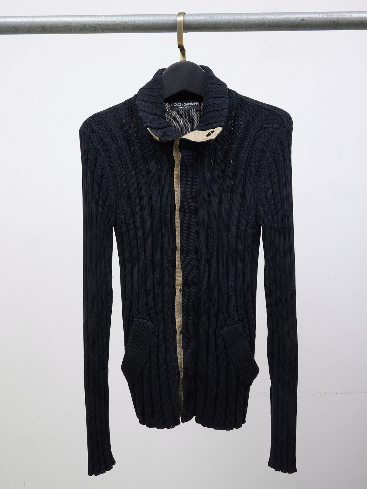 Dolce And Gabbana Button Up Pleated Turtleneck Knitted With Pockets