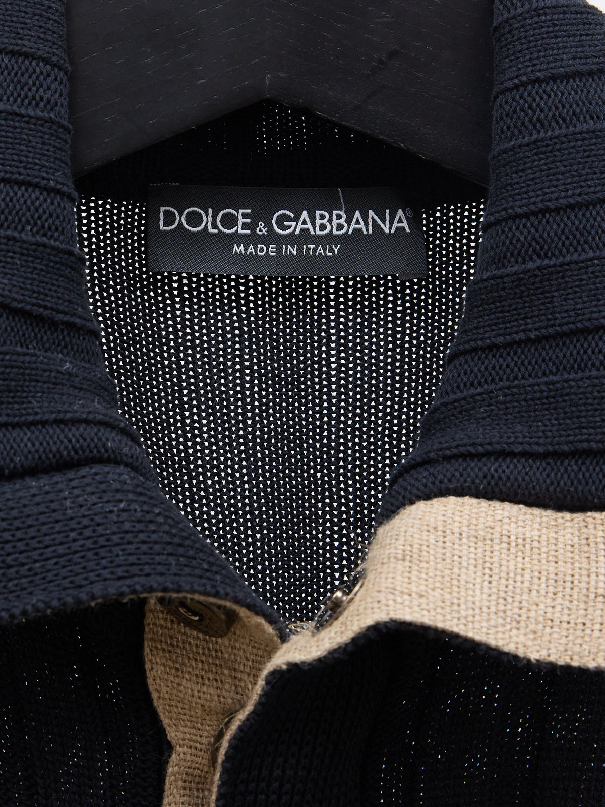 Dolce And Gabbana Button Up Pleated Turtleneck Knitted With Pockets