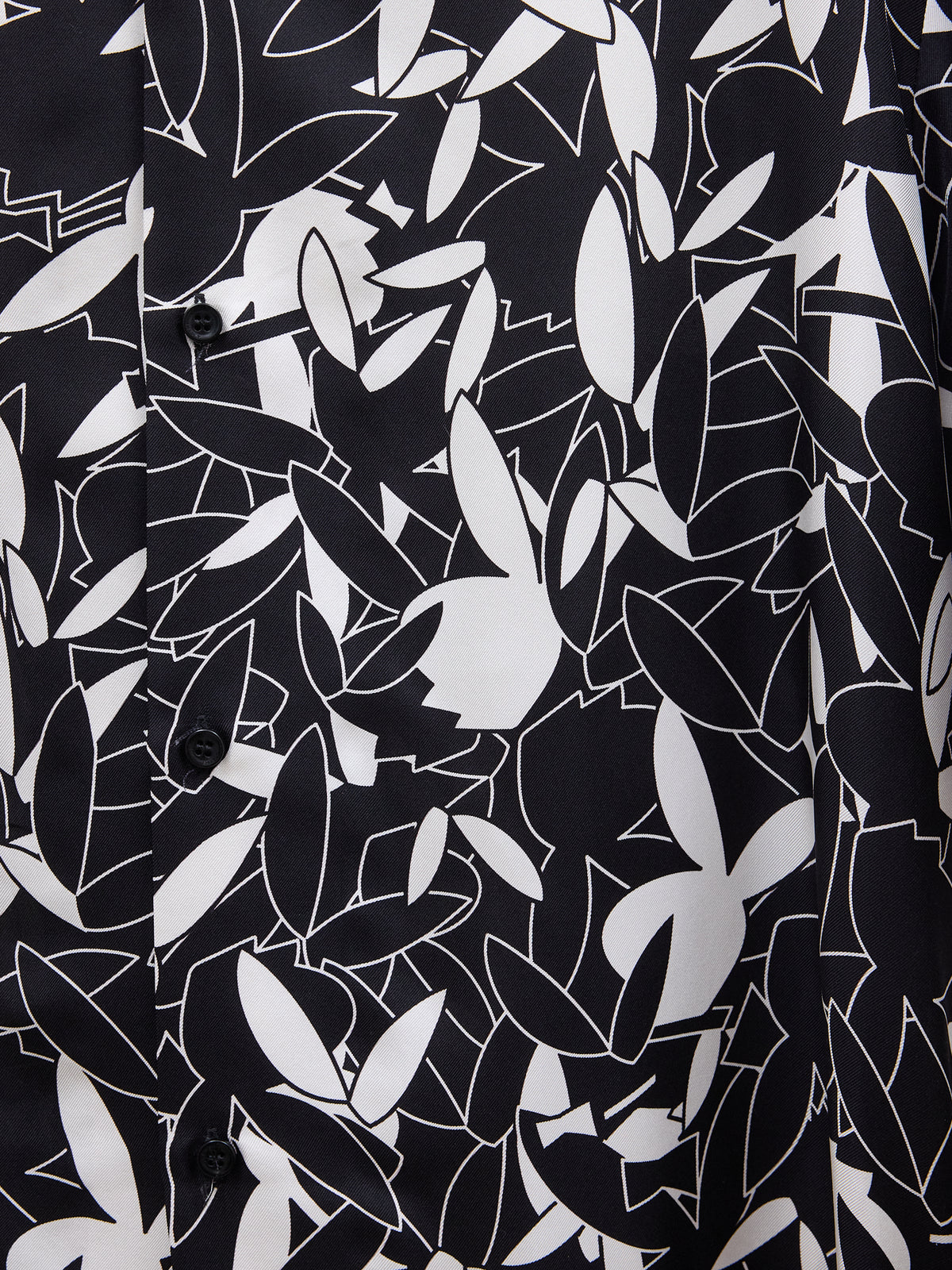 Amiri Allout Playboy Logo Silk Shirt in Black and White