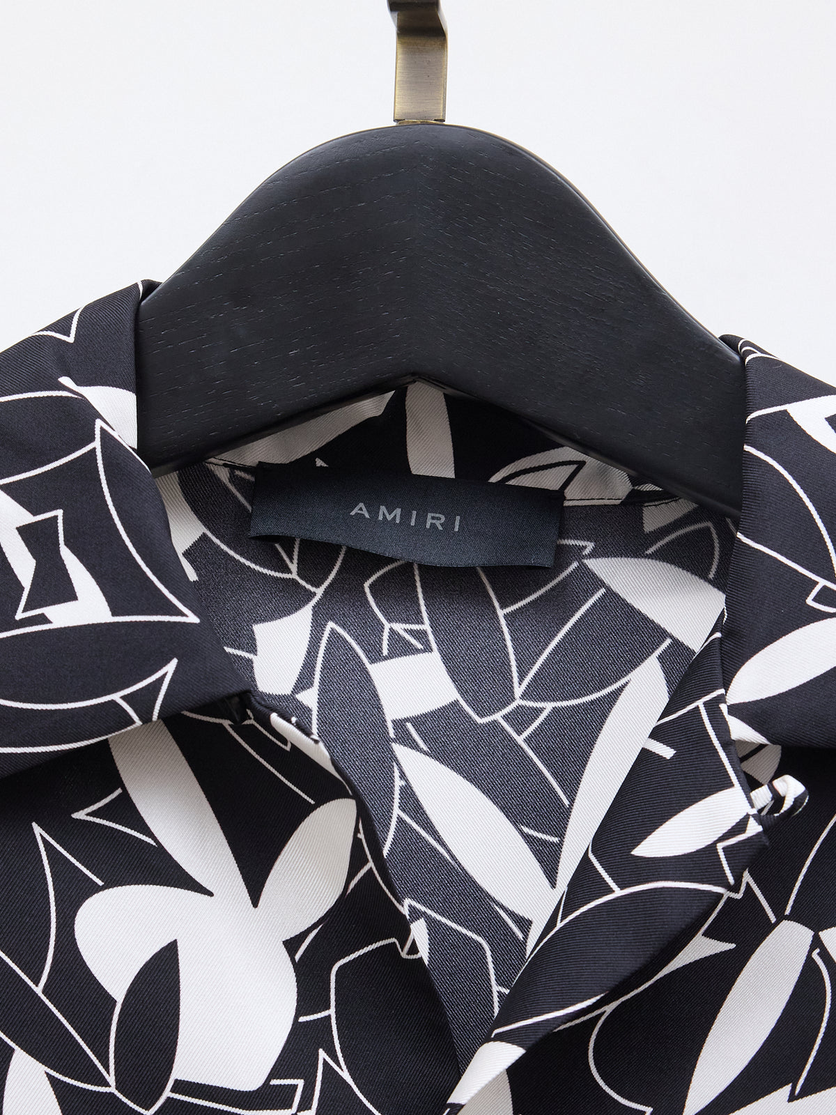 Amiri Allout Playboy Logo Silk Shirt in Black and White