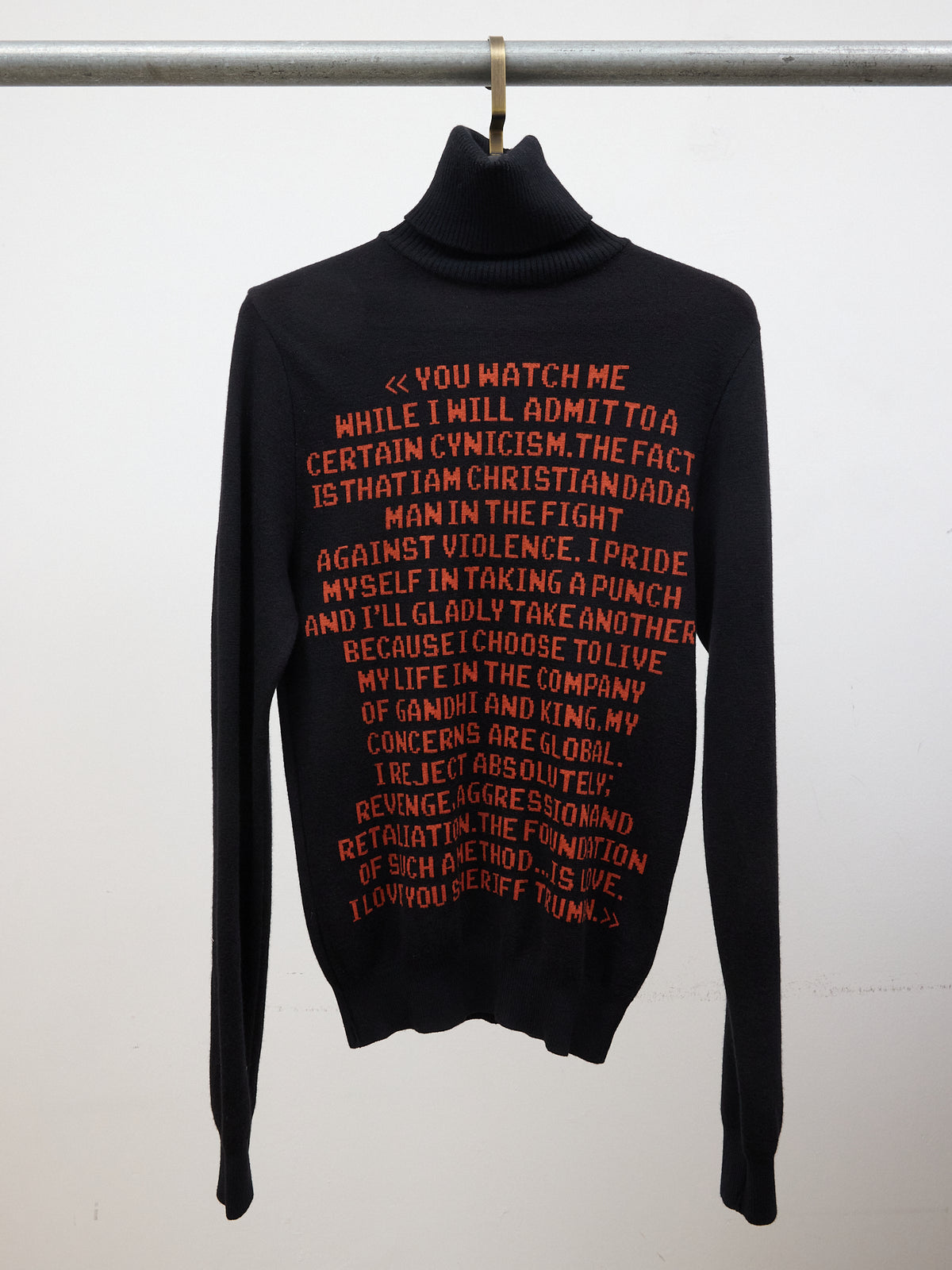 Christian Dada Knitted "You Watch Me" Long-sleeve Turtleneck