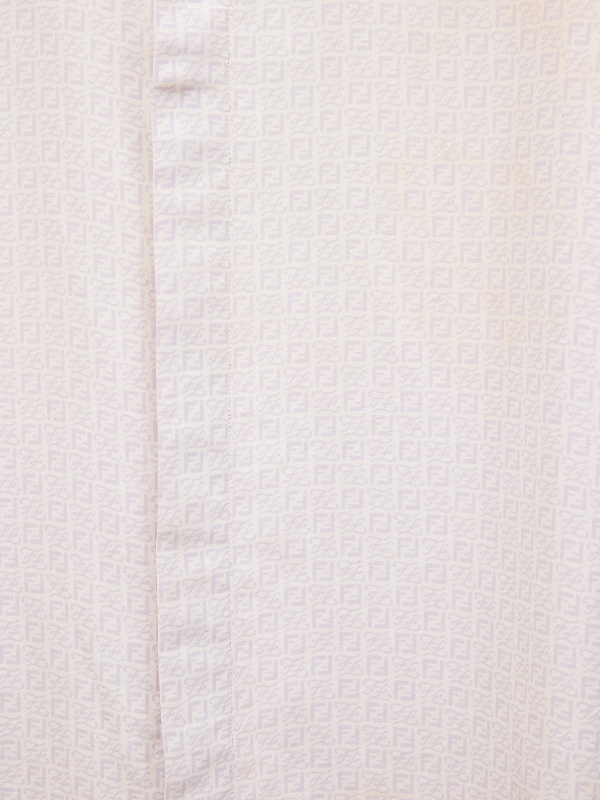 Fendi Purple FF Monogram White Silk Short Sleeve Button Up Shirt
