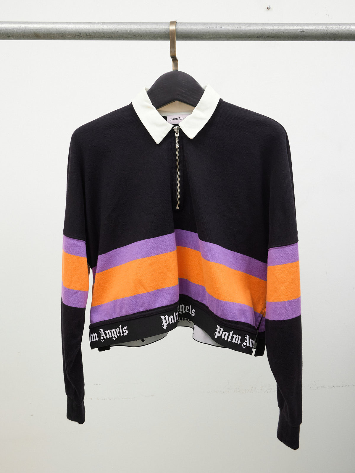 Palm Angels Half-zip Shirt in Black/Purple/Orange