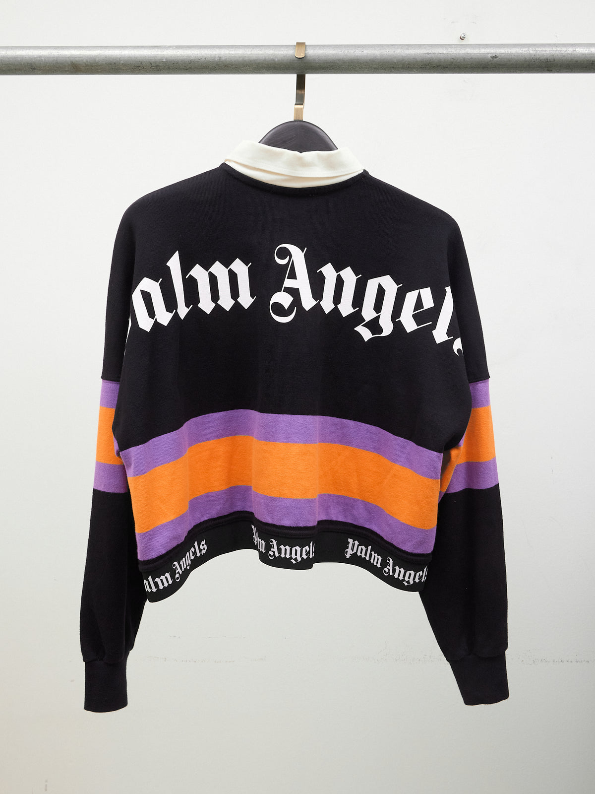 Palm Angels Half-zip Shirt in Black/Purple/Orange