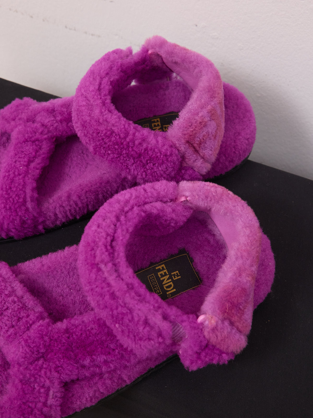 Fendi Fur Sandals in Purple