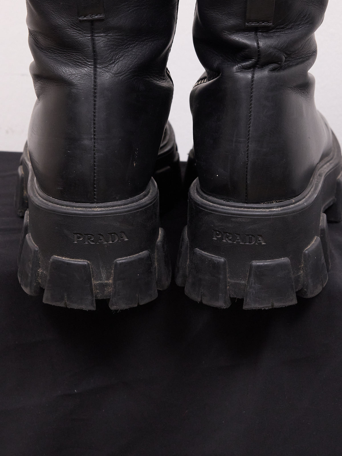 Prada Knee-high Combat Boots in Black