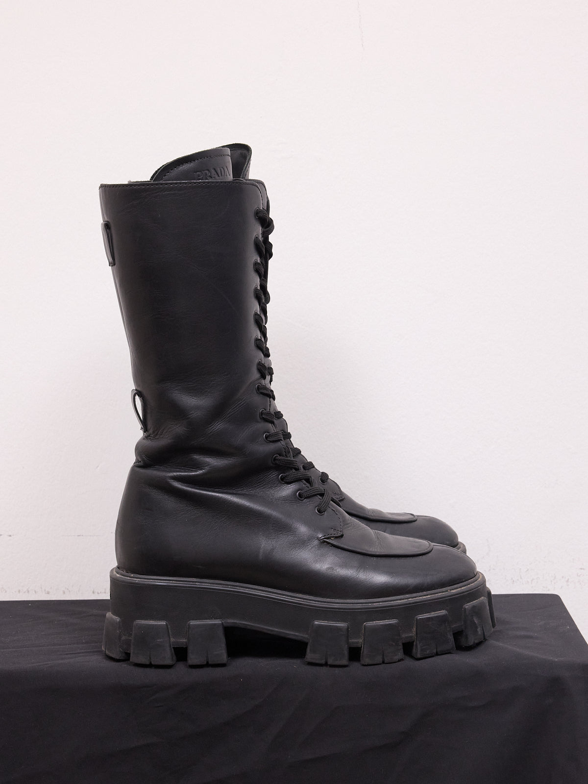 Prada Knee-high Combat Boots in Black