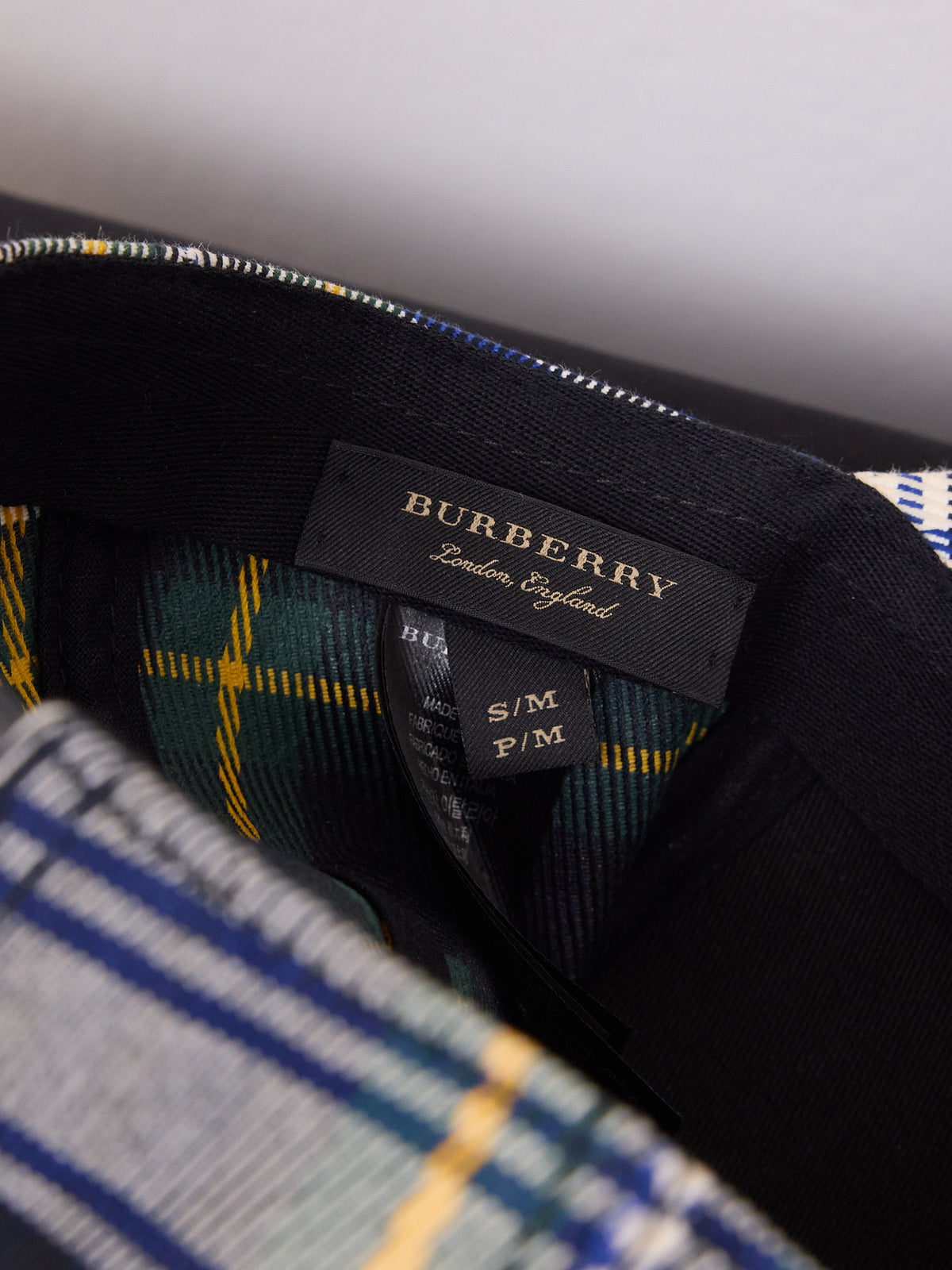 Burberry Check Print Six-Panel Cap in Green