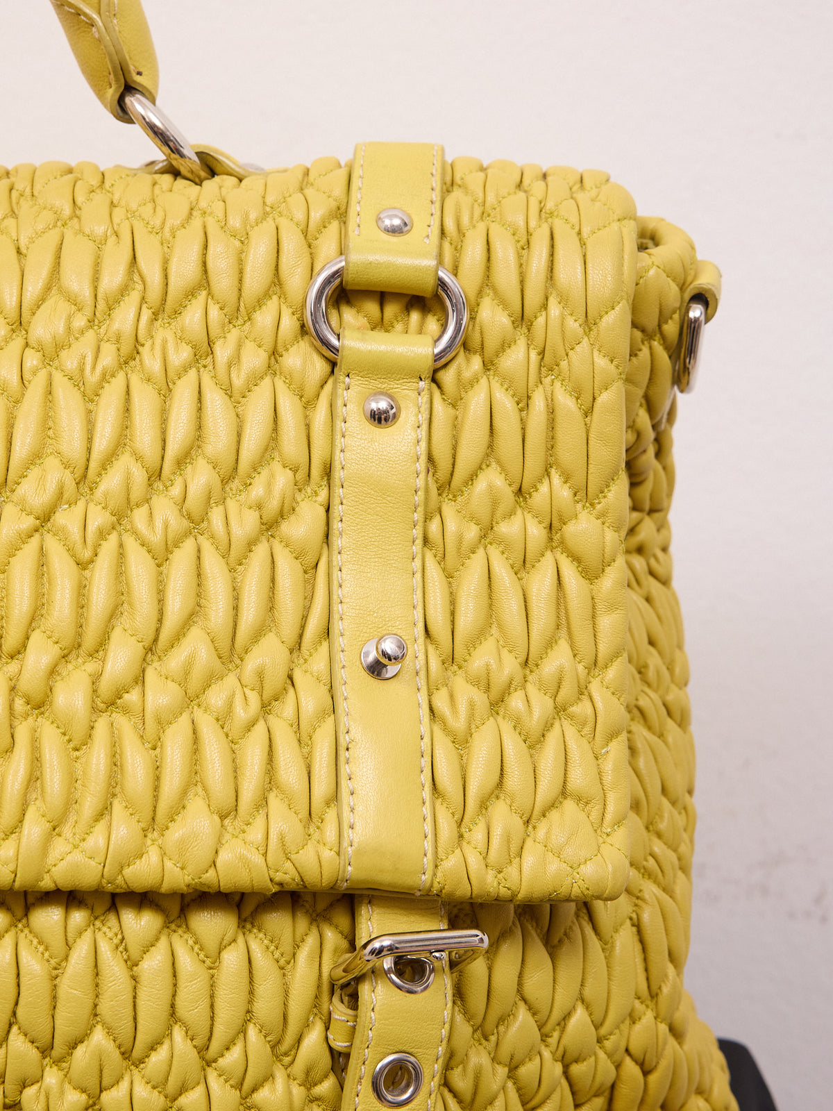 Miu Miu Matelassé Messenger Bag in Yellow