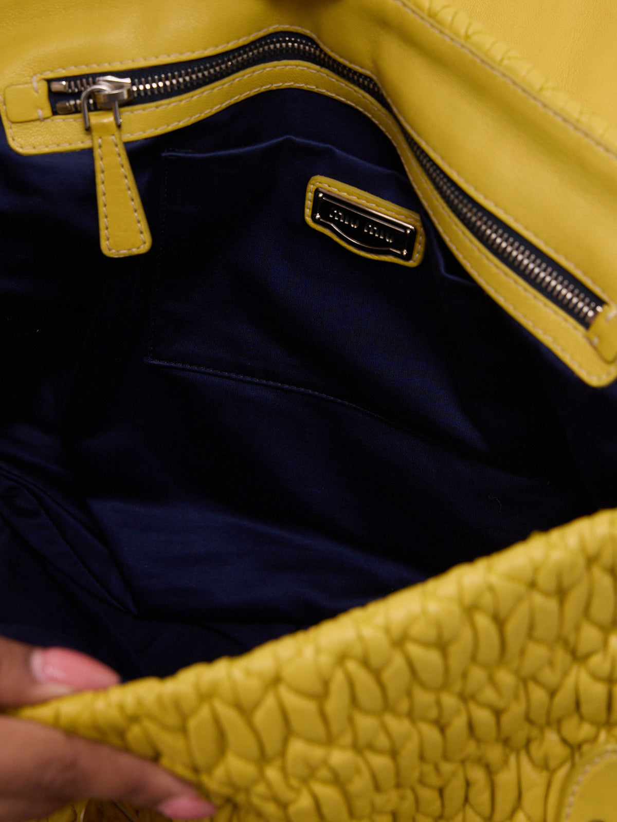 Miu Miu Matelassé Messenger Bag in Yellow