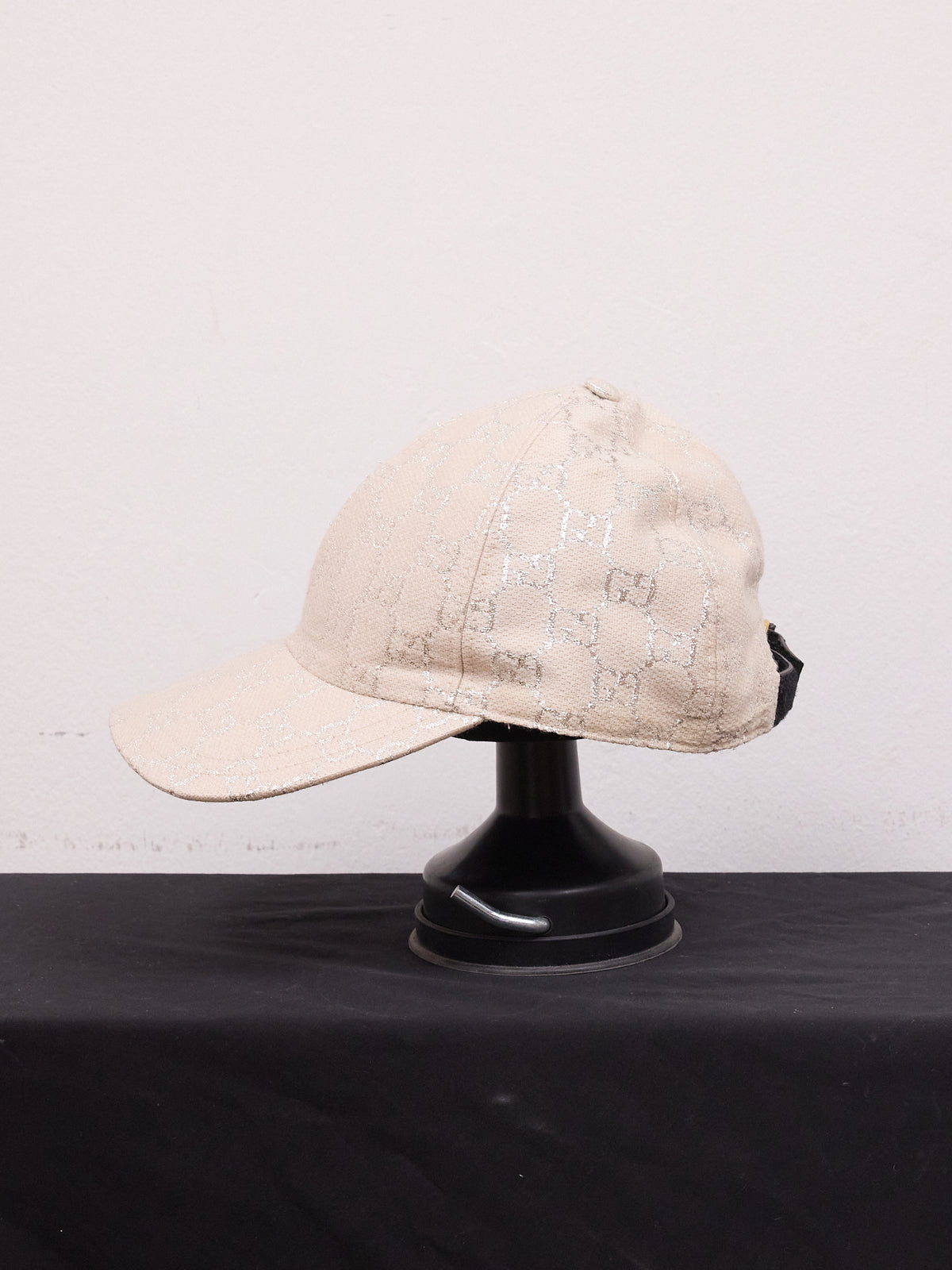 Gucci GG Monogram Silver Lamé Baseball Cap