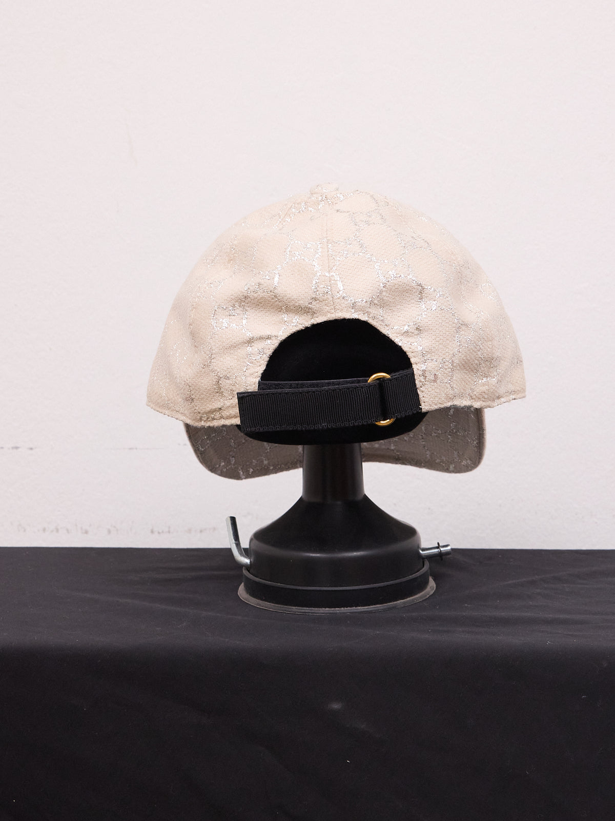 Gucci GG Monogram Silver Lamé Baseball Cap