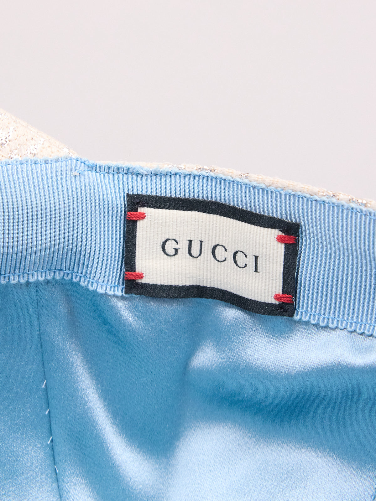 Gucci GG Monogram Silver Lamé Baseball Cap