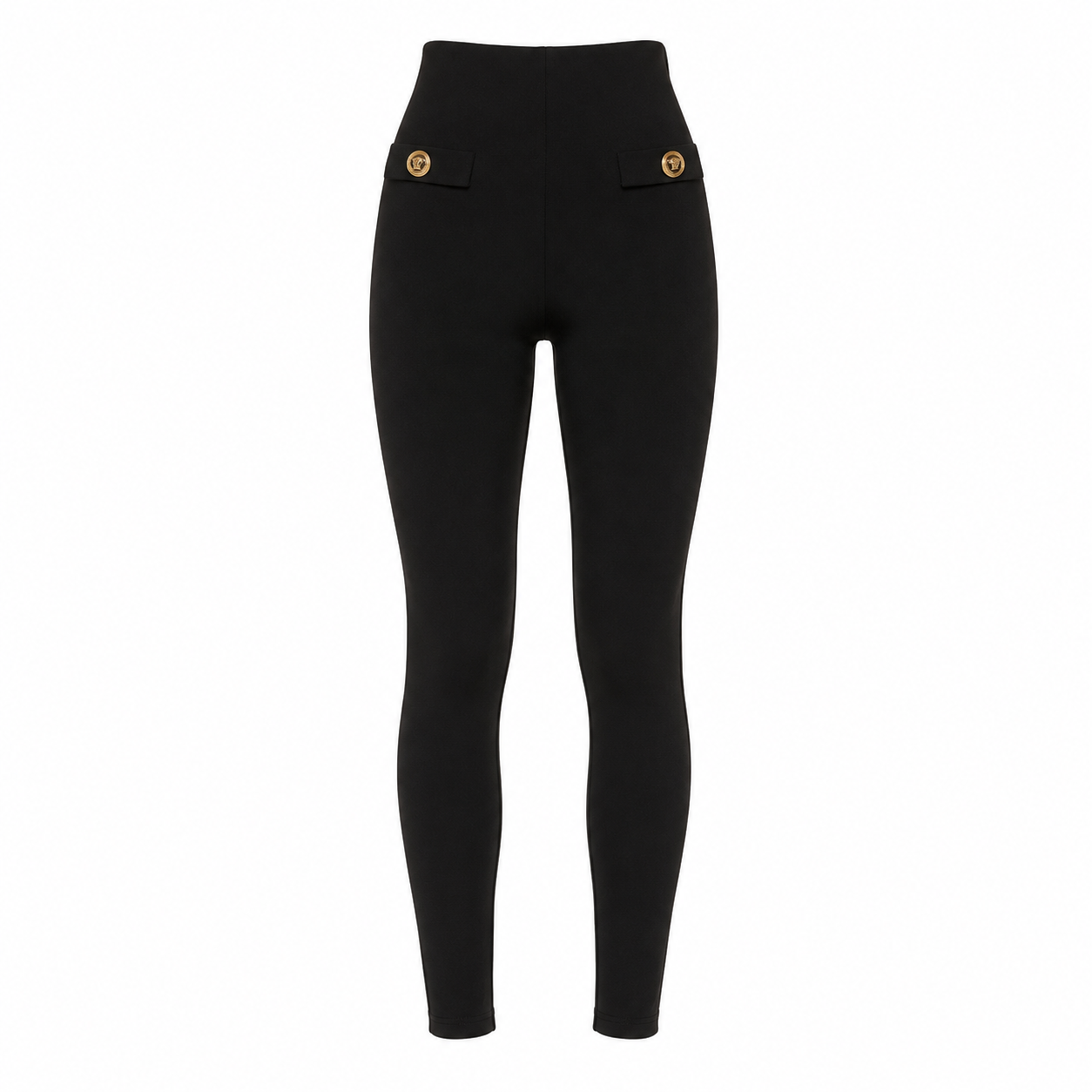 Balmain Gold Button Leggings in Black