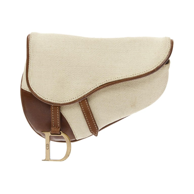 Christian Dior John Galliano Vintage Saddle D Canvas Pouch
