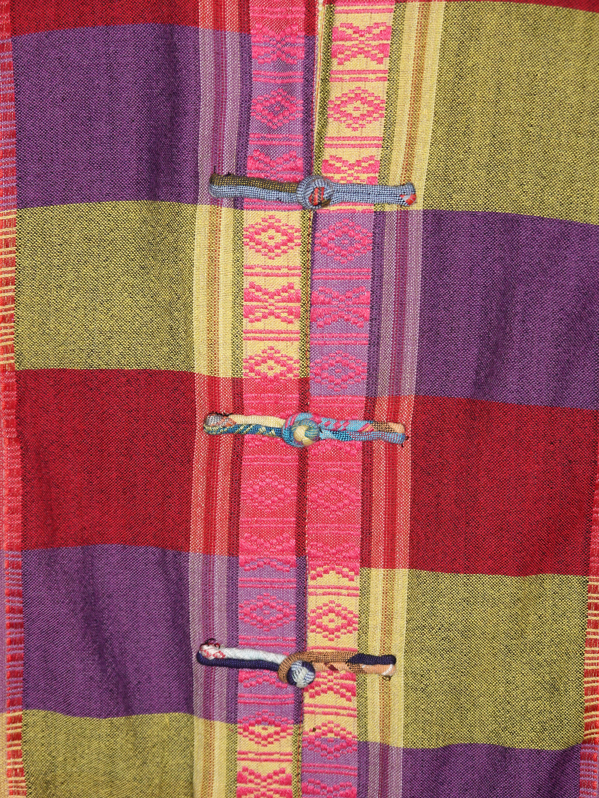 Multicolor Patchwork Mandarin Collar Shirt