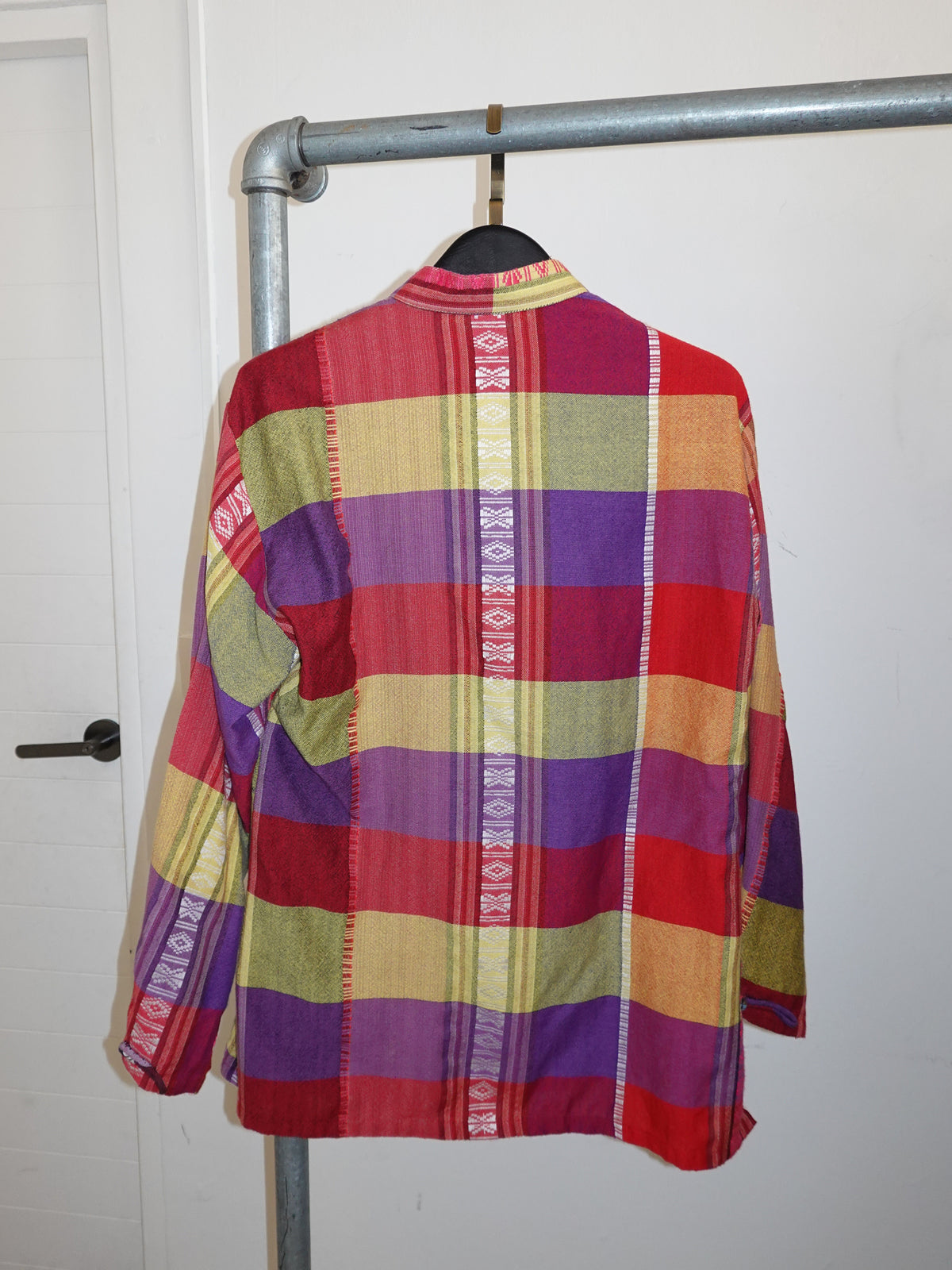 Multicolor Patchwork Mandarin Collar Shirt