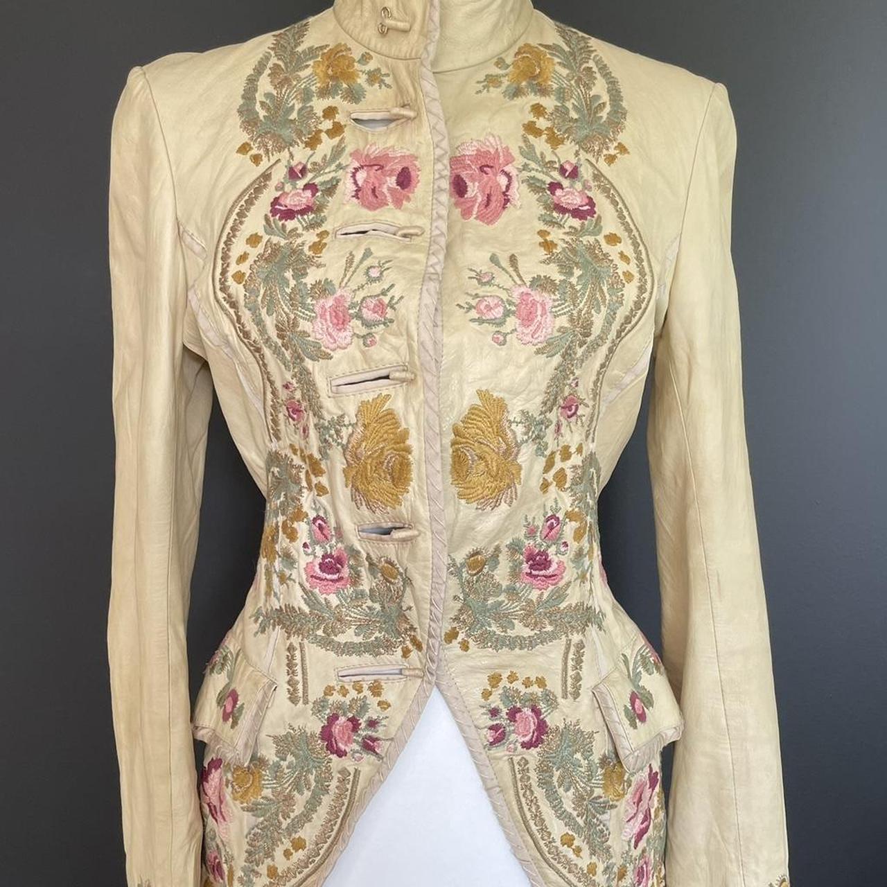 Roberto Cavalli S/S 2003 Vintage Runway Embroidered Floral Leather Jacket