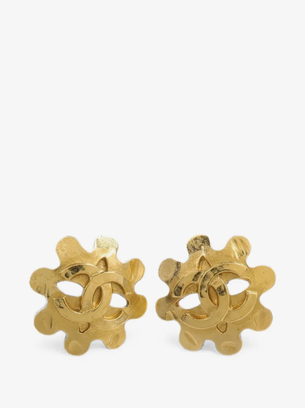 Chanel CC Flower Clip-on Earrings in Gold Tone (S/S 2003)