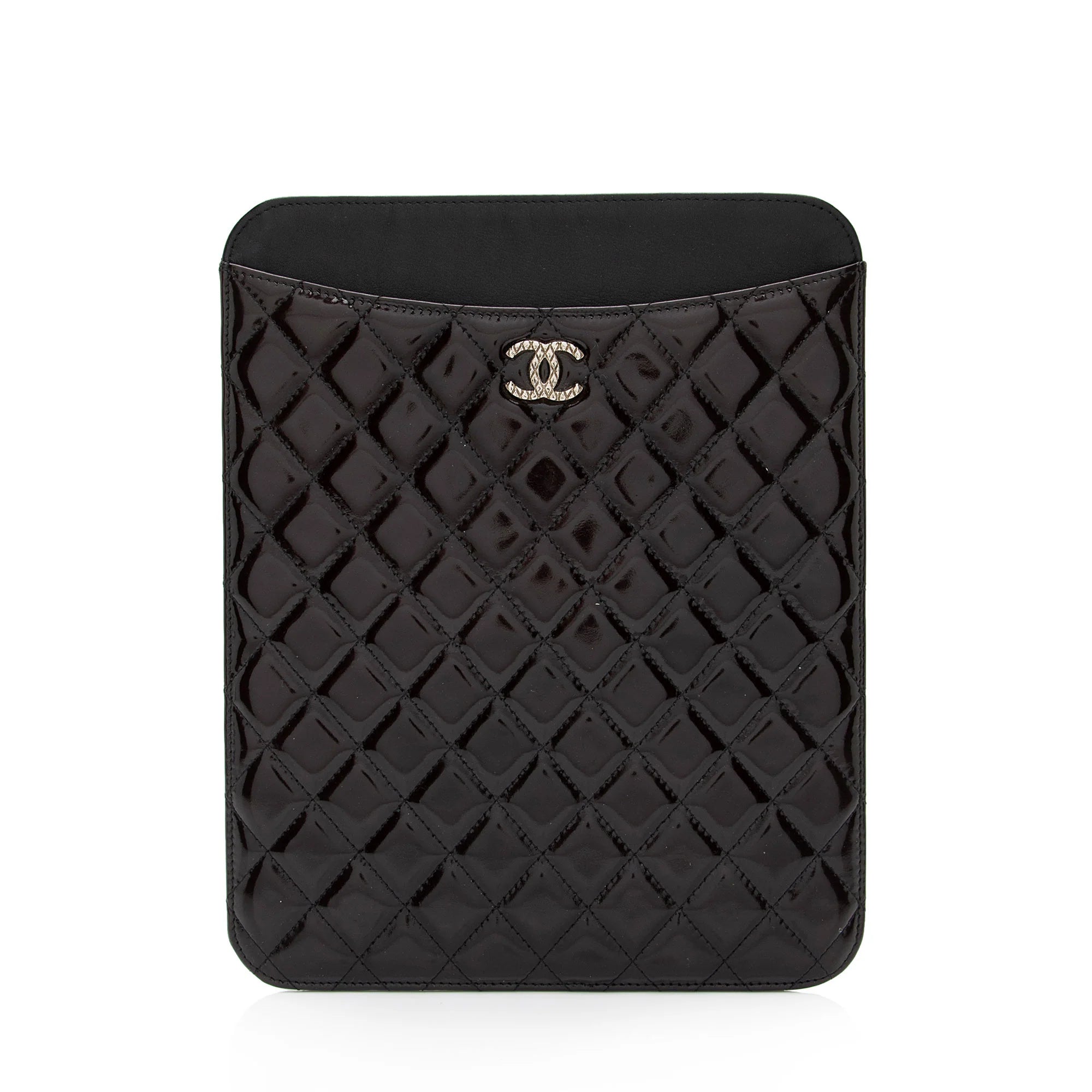 Chanel Brilliant Black Quilted Patent Leather iPad Case