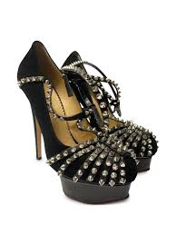 Charlotte Olympia Angry Portia Heels in Black Leather