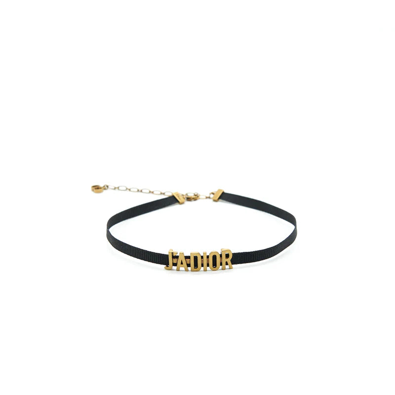 Christian Dior J'Adior Ribbon Choker with Gold Logo