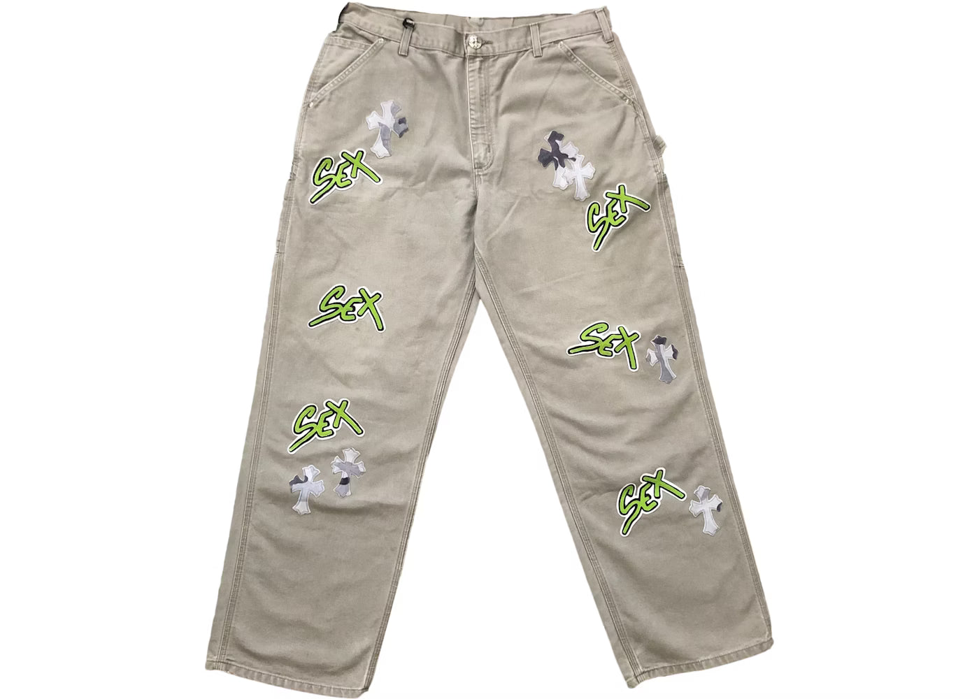 Chrome Hearts Matty Boy Sex Records Chin Pants 'beige' - 17 Patches