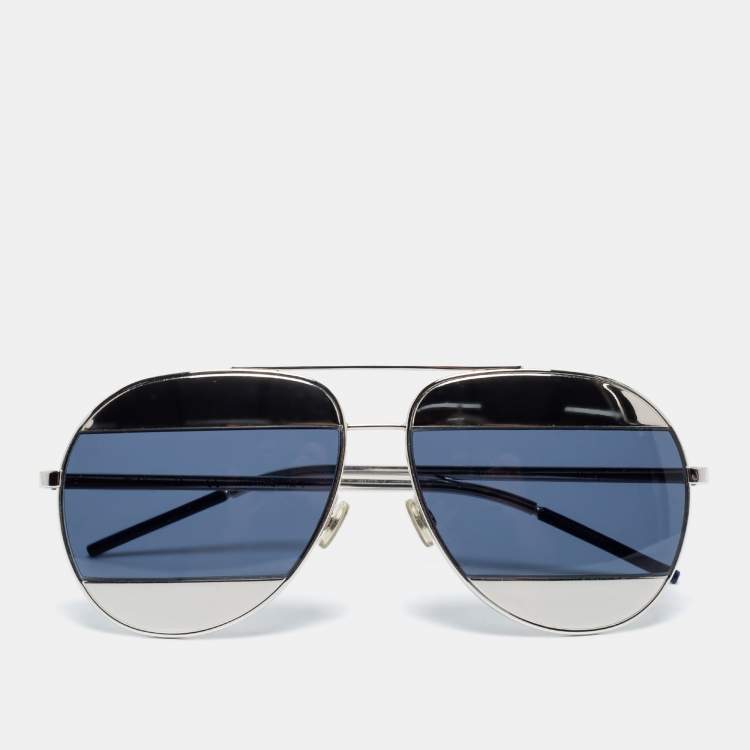 Dior Dark Blue/Silver Dior Split 1 Aviator Sunglasses