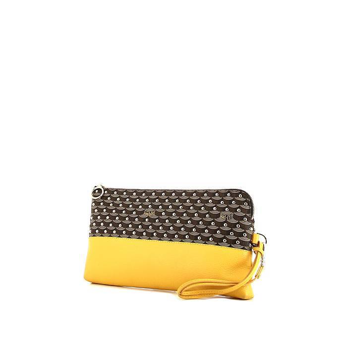 Faure Le Page Monogram Leather Pouch in Yellow