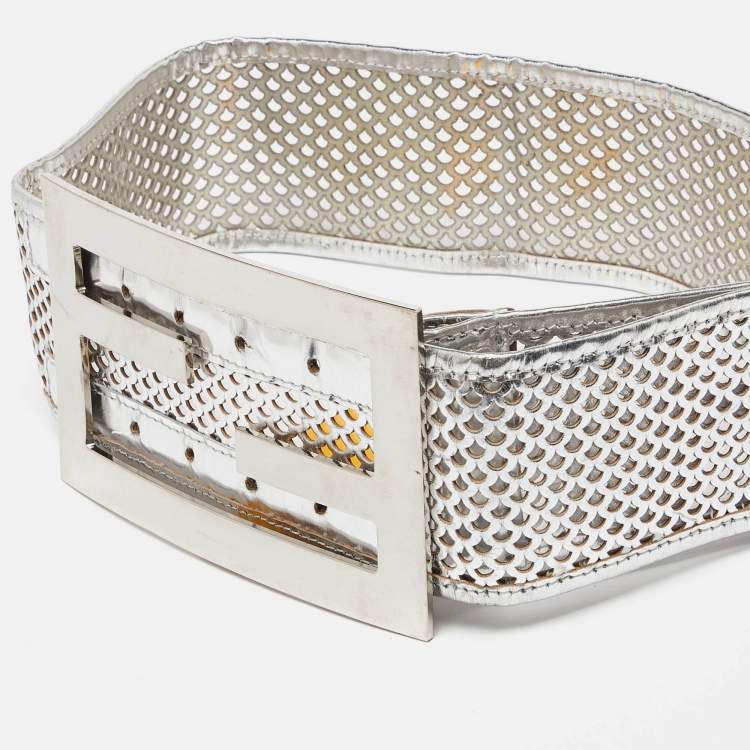 Fendi Silver Perforated Belt