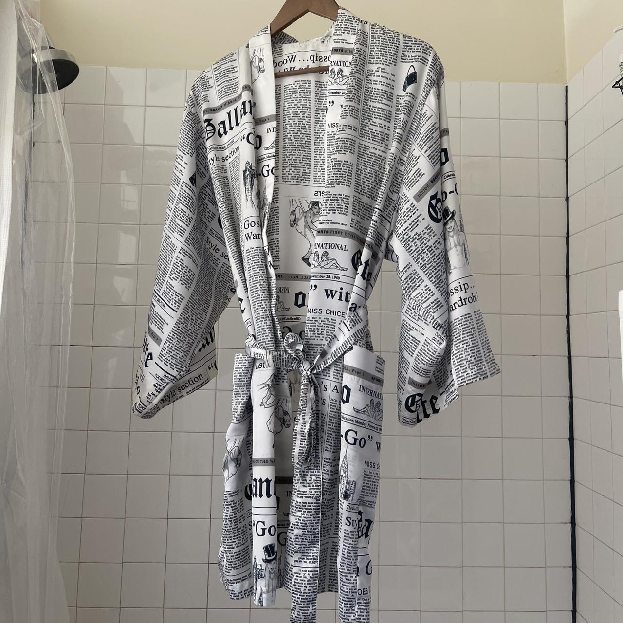 John Galliano News Paper Print Robe Mini Dress