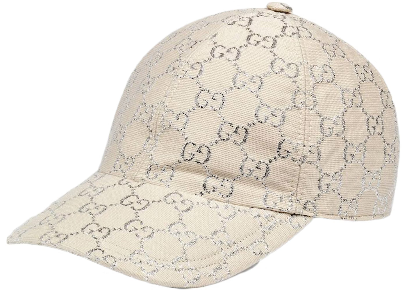 Gucci GG Monogram Silver Lamé Baseball Cap