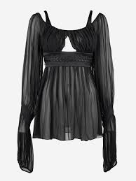 Gucci by Tom Ford F/W 2005 Black Sheer Silk Chiffon Blouse