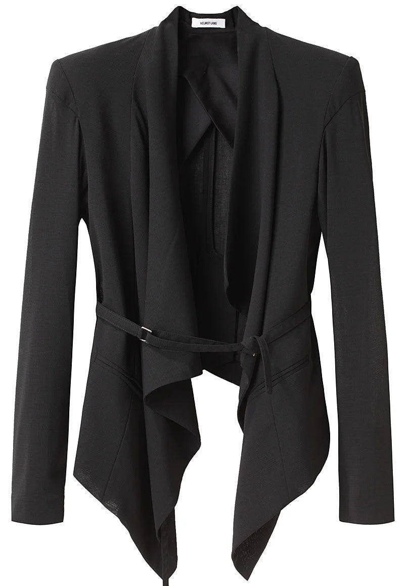Helmut Lang Black Crepe Draped Lapel Jacket