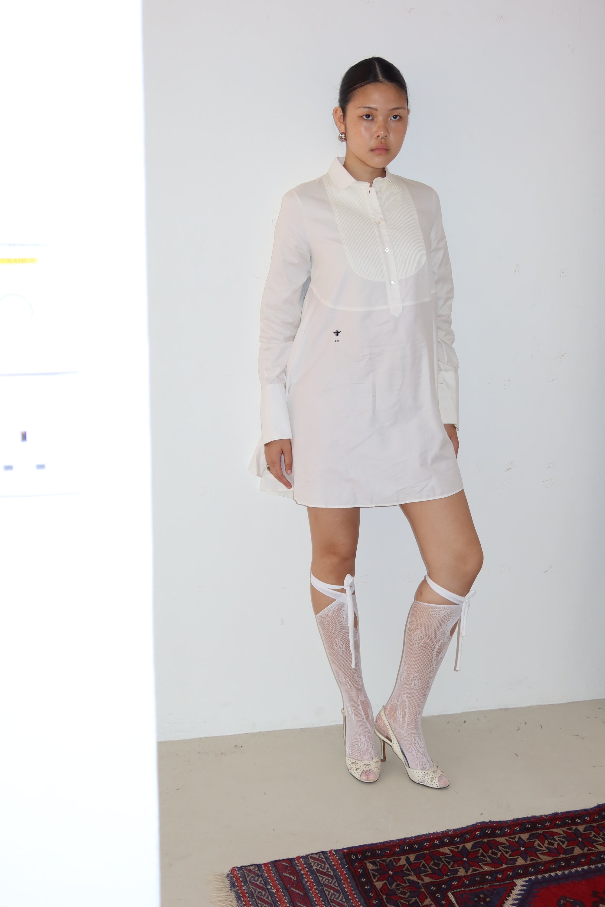 Christian Dior Bee Embroidered Long Sleeve Dress