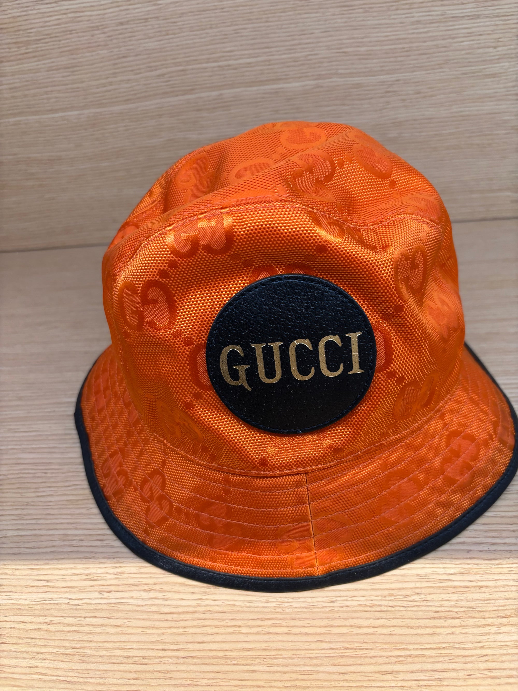GUCCI OFF THE GRID ORANGE MONOGRAM BUCKET HAT