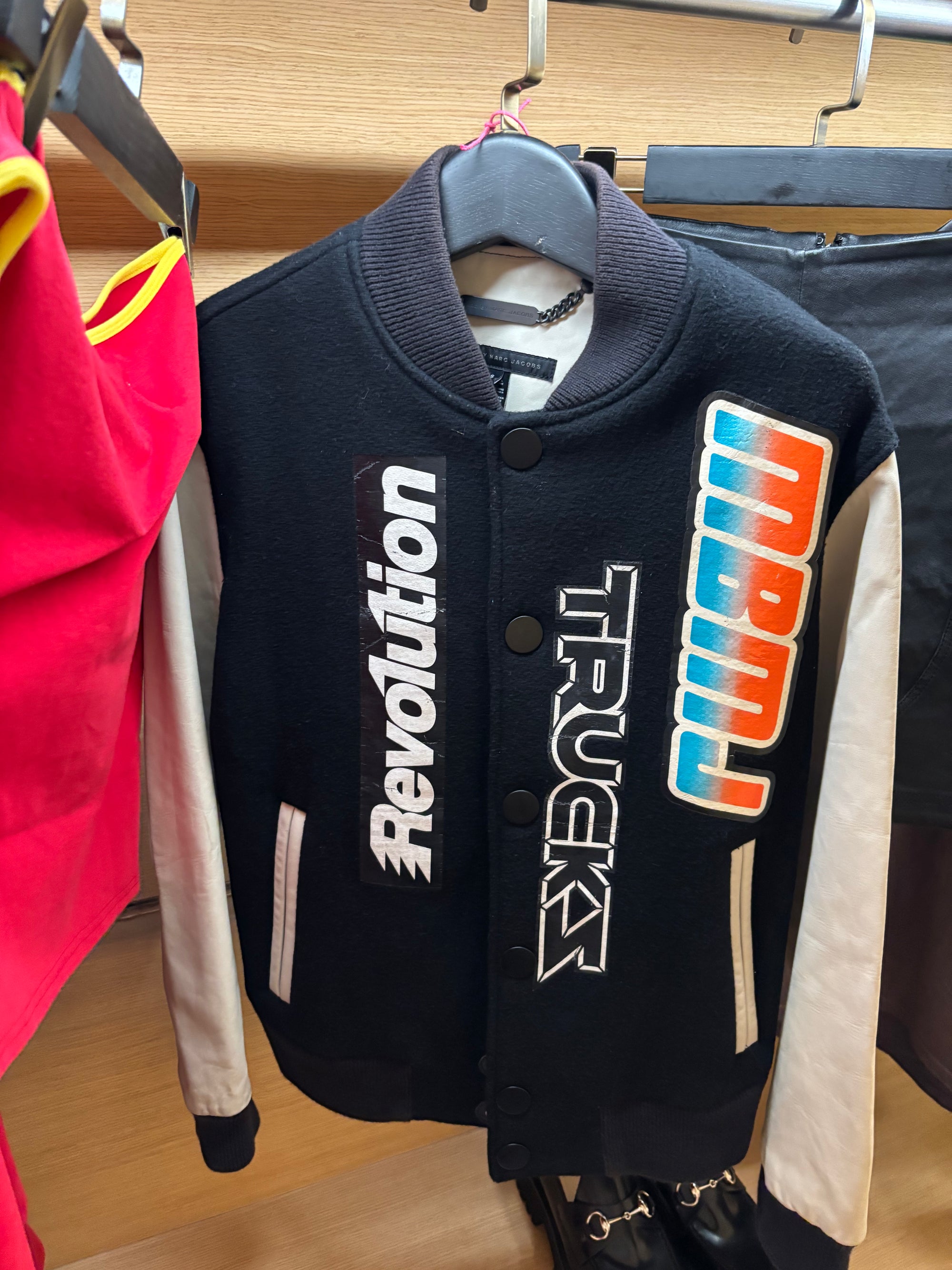 MARC BY MARC JACOBS Revolution Wool Leather Varisty Jacket Black