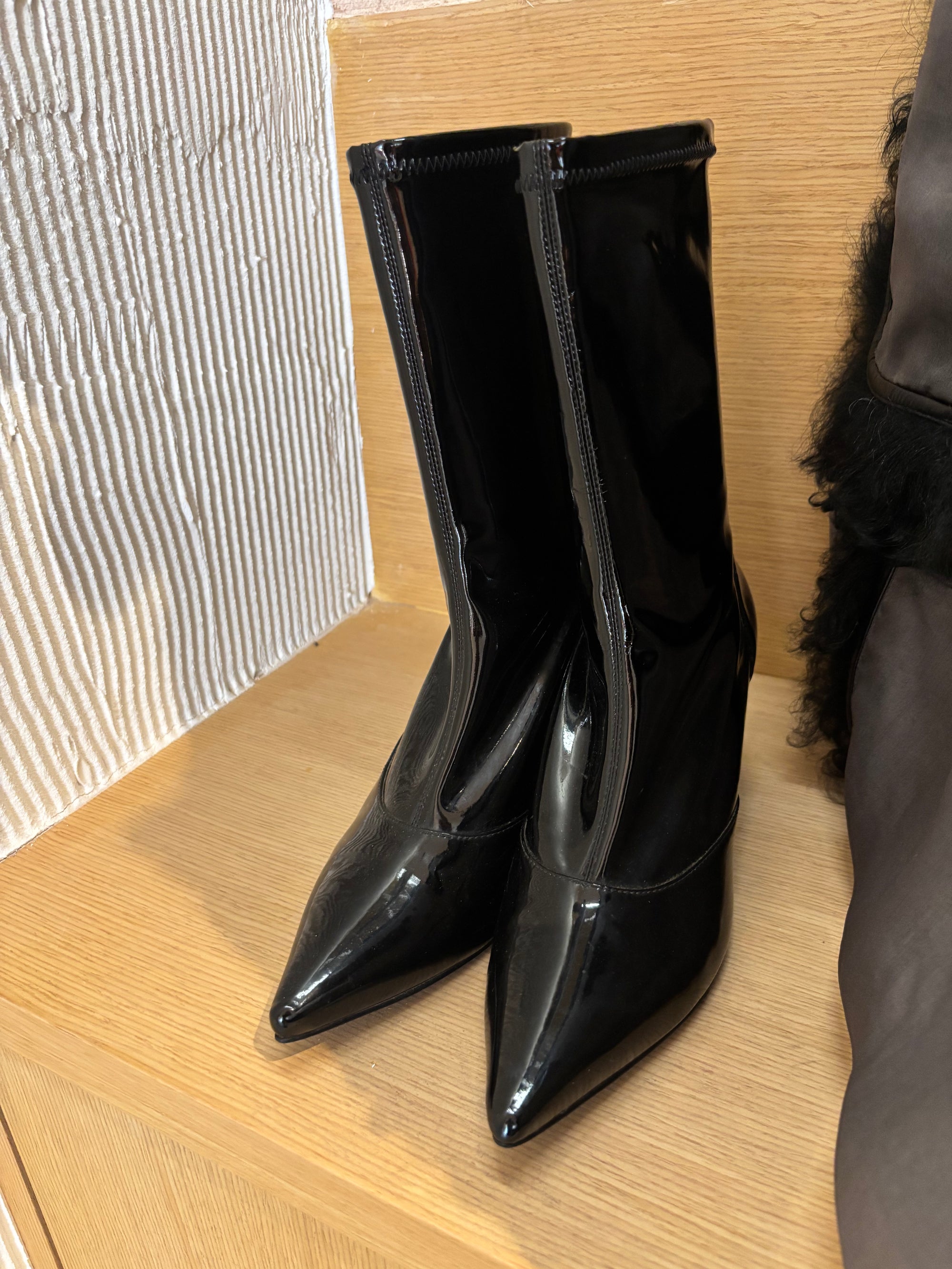 Charles & Keith Patent Pointy Boot