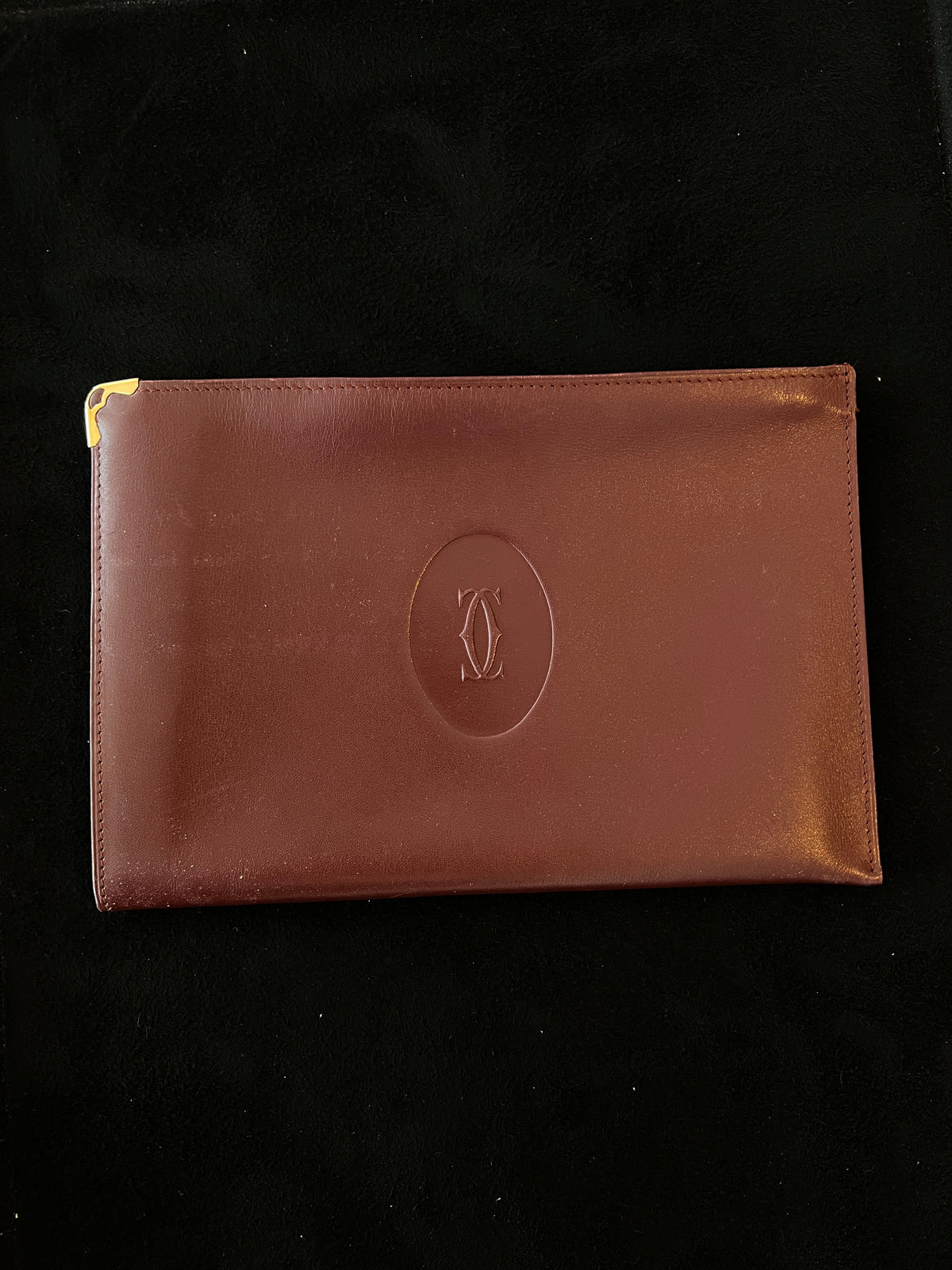 Vintage Must de Cartier Bordeaux Calfskin Pouch -