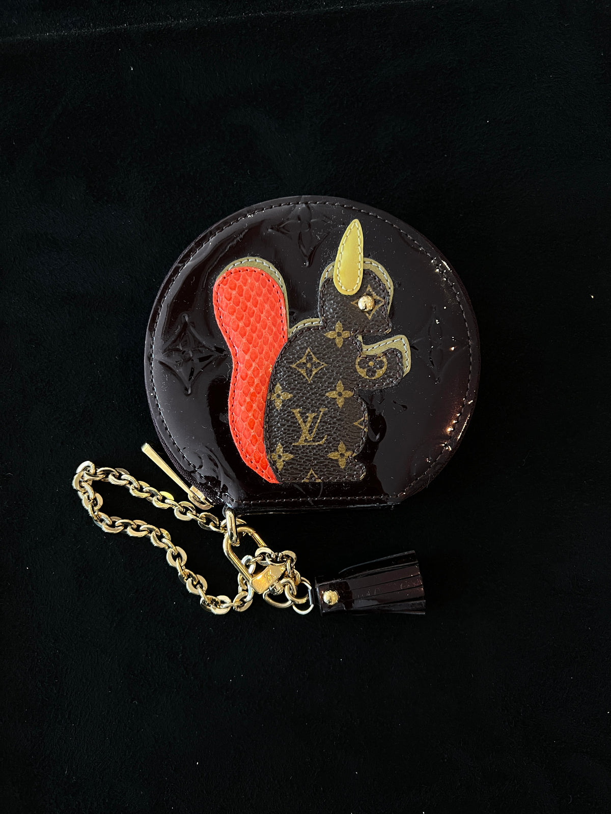 Louis Vuitton Monogram Vernis Animania Squirrel Coin Purse -