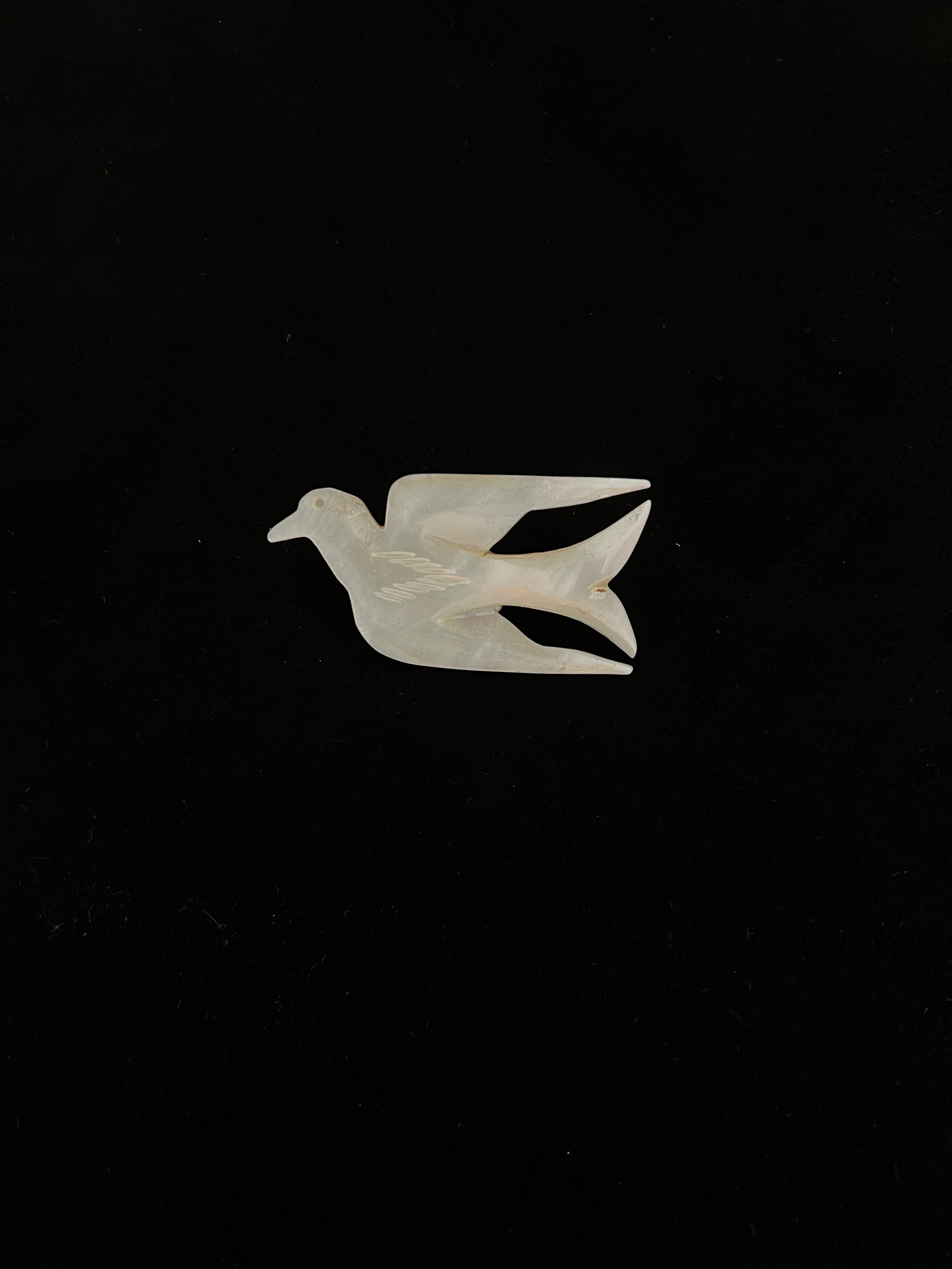 Bethlehem Vintage Mother of Pearl Soaring Dove Pin Brooch -