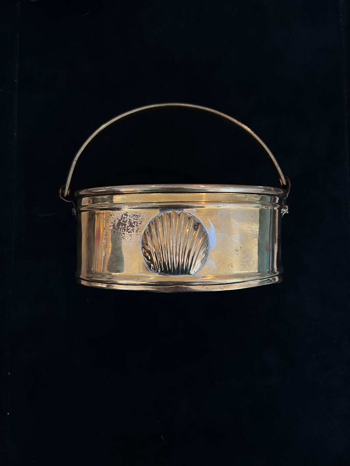 Vintage Shell Brass Planter w Handle